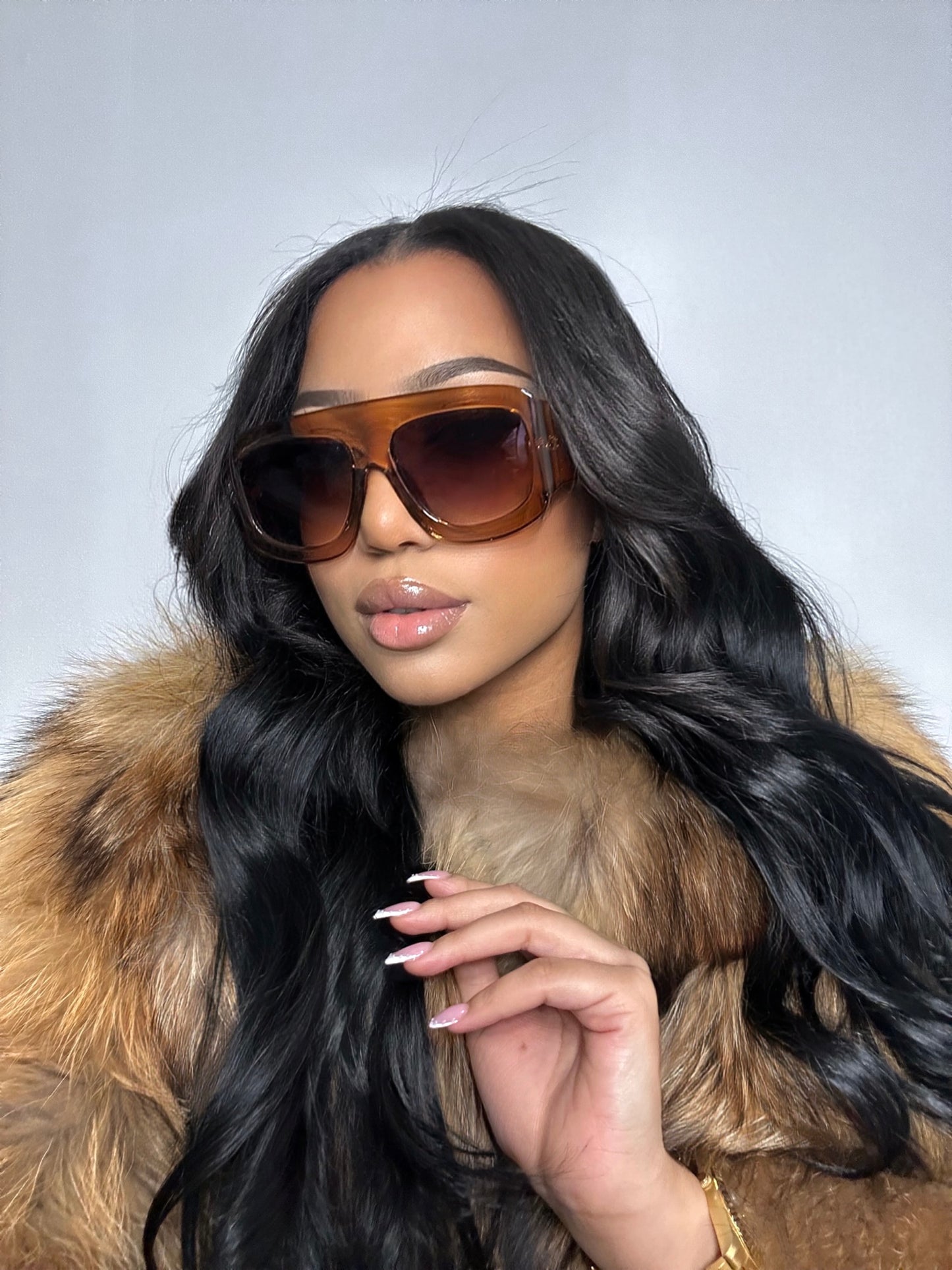 Vybz Classic – Lunettes Oversize Caramel Brun